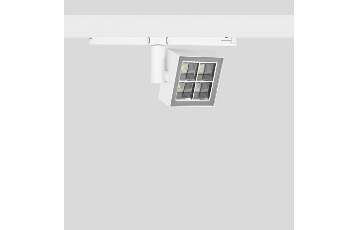 Prožektorius LED 25W IP20 3000K 1734lm į 3F bėgelį 95x95mm H-100mm 90 laipsnių dimeriuojamas baltos matinės spalvos DALI EUROSTANDARD-PLUS - BEGA