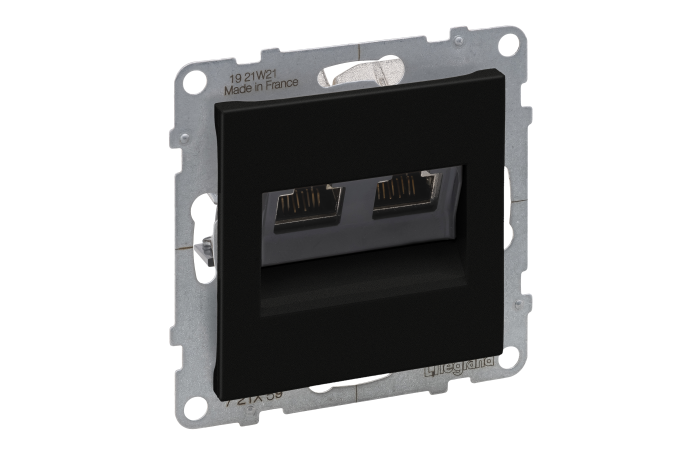 Lizdas kompiuterinis p/t dvigubas RJ45 Kat.6A STP be rėmelio juodos spalvos Suno - LEGRAND