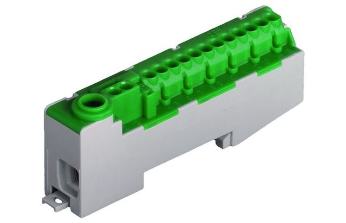 Gnybtas atsišakojimo spyruoklinis (1x25mm2 2x4.0mm2 12x2.5mm2) geltonai žalias izoliuotas PSLKS 15 - PROTEC