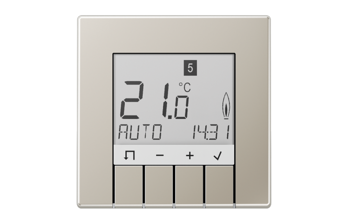 Termostatas patalpos p/t su ekranu programuojamas TRUD ES 231 plieninis - JUNG