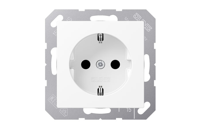 Lizdas p/t SCHUKO su varžtiniais kontaktais baltos matinės spalvos A - JUNG