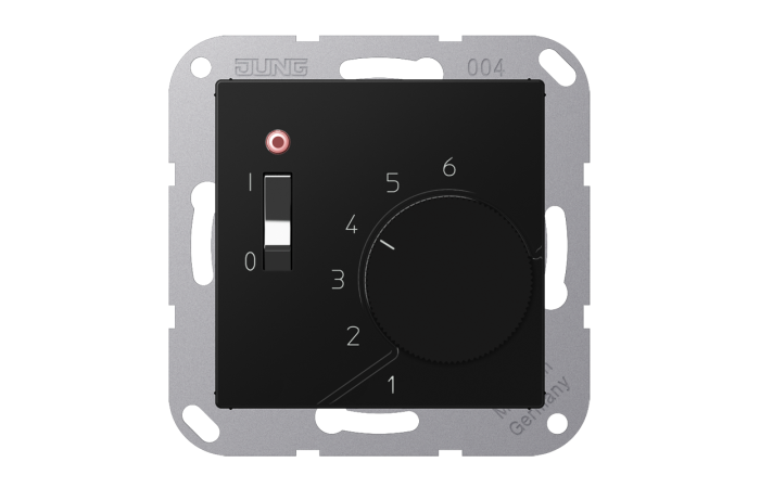 Reguliatorius p/t temperatūros patalpos 10A 230V 1NC juodos matinės spalvos - JUNG