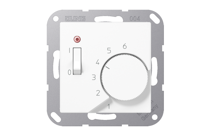 Reguliatorius p/t temperatūros patalpos 10A 230V 1NC baltos matinės spalvos - JUNG