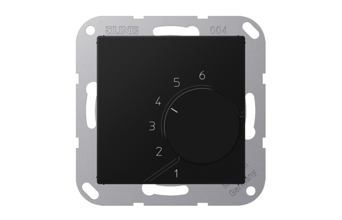 Reguliatorius p/t temperatūros patalpos 10A 230V 1NO/NC juodos matinės spalvos - JUNG