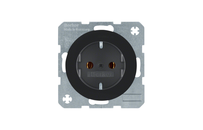 Lizdas p/t SCHUKO su į/ž juodas blizgus 16A 250V R.1/R.3 - BERKER