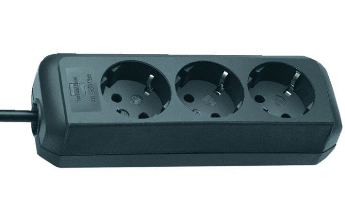 Ilgiklis 1.5m 3 lizdų H05VV-F 3x1.5 su įžeminimu juodas ECO LINE - BRENNENSTUHL