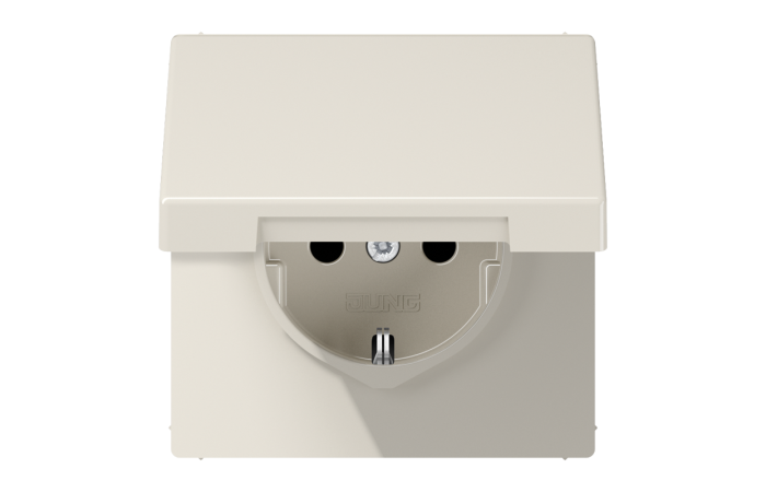 Lizdas p/t SCHUKO dramblio kaulo spalvos su apsauga nuo vaikų su dagteliu 16A 250V LS - JUNG