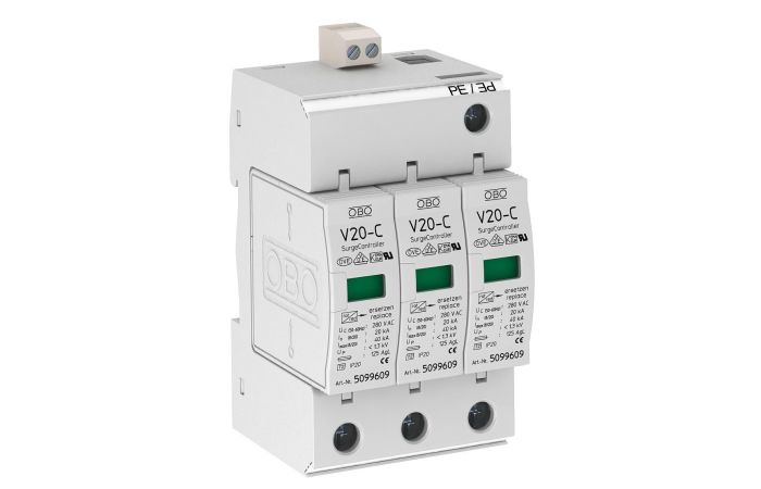 Viršįtampių ribotuvas V20 3-polė su signalizacijos kont. 280V V20-C 3+FS-280 - OBO BETTERMANN (pavadinimas tikslinamas)