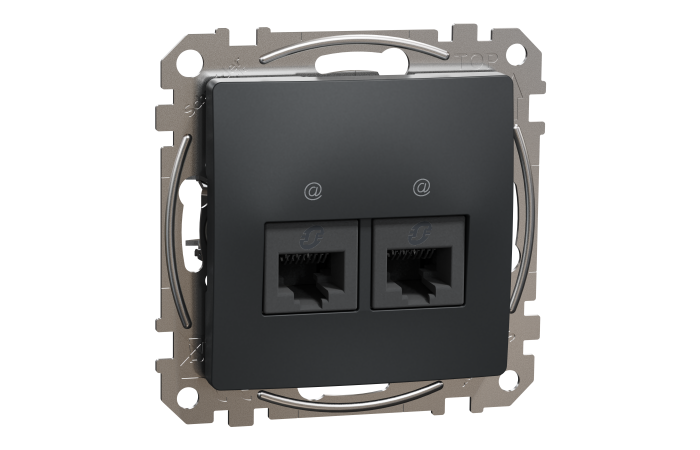 Lizdas p/t kompiuterinis IP20 2x8 be rėmelio antracito spalvos RJ45 Kat.6 UTP SEDNA DESIGN - SCHNEIDER ELECTRIC