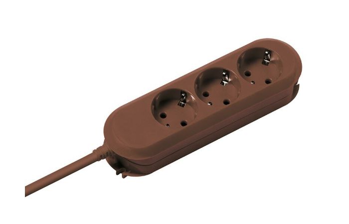 Ilgiklis 3m 3 lizdų su įžeminimu rudas H05VV-F 3x1.5 SMART - BACHMANN