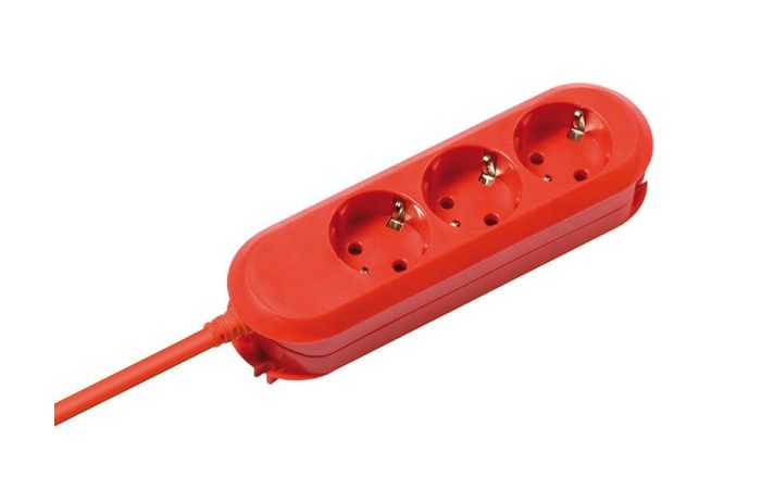 Ilgiklis 3m 3 lizdų su įžeminimu raudonas H05VV-F 3x1.5 SMART - BACHMANN