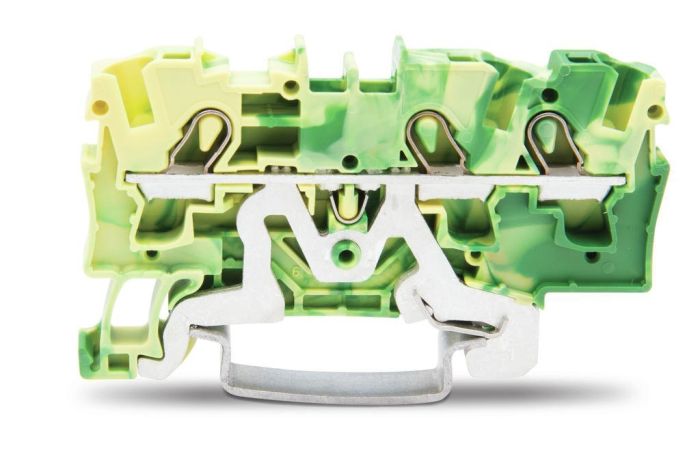 Gnybtas 4mm2 3 laidams geltonai žalias ant bėgelio - WAGO