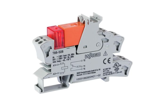 Relė tarpinė 1co 16A 230V AC su lizdu ir raudonu LED - WAGO