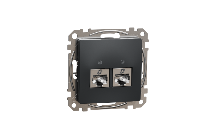 Lizdas p/t kompiuterinis IP20 2x8 be rėmelio antracito spalvos RJ45 Kat.6 STP SEDNA DESIGN - SCHNEIDER ELECTRIC