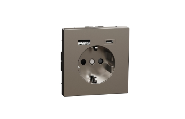 Schuko SO+USB A+C 3A c ge TP stst SDsg, MTN2367-6036, WIRING DEVICES, MERTEN, WD RANGES FLUSH, WHITE AND PW (T0) - SCHNEIDER ELECTRIC (pavadinimas tikslinamas)