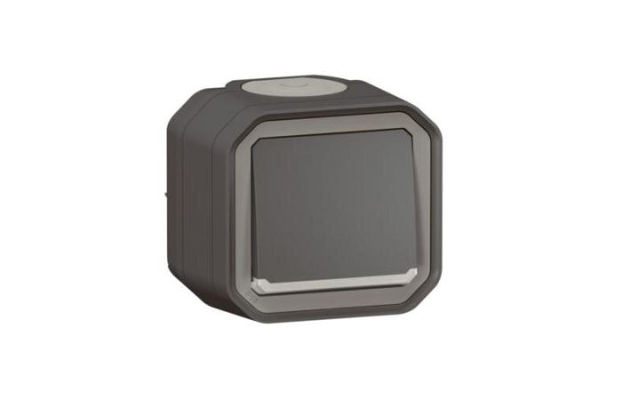 Mygtukas v/t viengubas IP55 su pašvietimu antracito spalvos 10A 250V Plexo - LEGRAND
