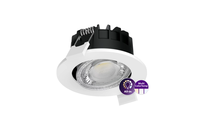 Šviestuvas į/l LED 6W IP20/65 2700/3000/4000K 550lm D-68mm H-43mm reguliuojamas dimeriuojamas 40 laipsniu baltos spalvos RS071B Ledinaire Clear Accent - PHILIPS