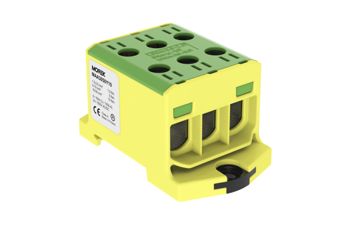 Gnybtas 50mm2 Cu/Al geltonai žalias 6 prijungimai OTL50-3 - MOREK