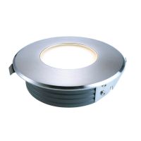 Šviestuvas į/ž LED 0.72W IP67 3000K 25lm D-116mm H-42mm nerūdijančio plieno sidabrinės spalvos su laidu 0.5m FLAT III WW - DEKO LIGHT