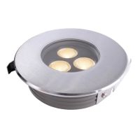 Šviestuvas į/ž LED 5W IP67 3000K 400lm D-116mm H-42mm nerūdijančio plieno sidabrinės spalvos su laidu 0.5m FLAT II - DEKO LIGHT