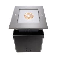 Šviestuvas į/ž LED 6W IP67 3000K 700lm 125x125mm H-75mm nerūdijančio plieno sidabrinės spalvos su laidu 0.5m SQUARE COB I WW - DEKO LIGHT