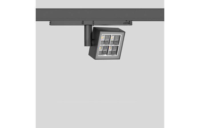 Prožektorius LED 25W IP20 3000K 1734lm į 3F bėgelį 95x95mm H-145mm 90 laipsnių dimeriuojamas juodos matinės spalvos DALI EUROSTANDARD-PLUS - BEGA