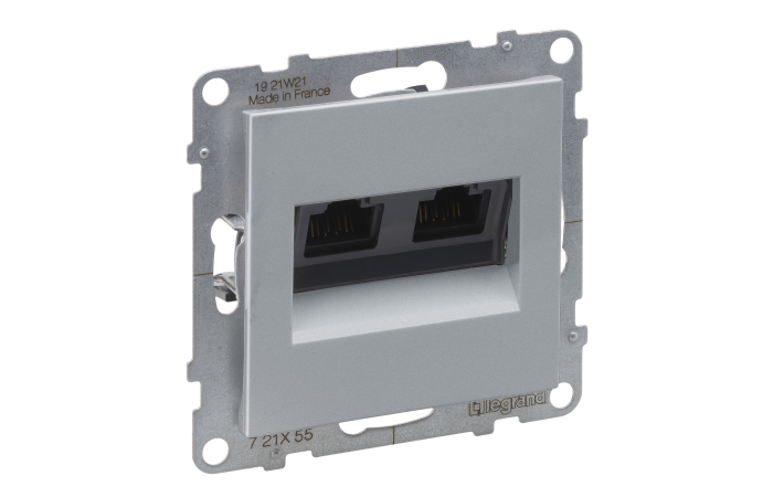 Lizdas kompiuterinis p/t dvigubas RJ45 Kat.6A UTP be rėmelio aliuminio spalvos Suno - LEGRAND