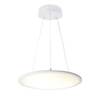 Šviestuvas pakabinamas LED 50W 3000K 5100lm D-580mm H-12.5mm dimeriuojamas baltos spalvos šviečia aukštyn/žemyn išjungus-permatomas su 1.5m pakabinimo laidu su trosu PANEL ROUND - DEKO LIGHT