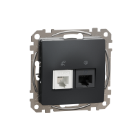 Lizdas kompiuterinis p/t dvigubas RJ45 Kat.5e UTP + RJ11 be rėmelio antracito spalvos SEDNA DESIGN - SCHNEIDER ELECTRIC