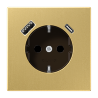 Lizdas p/t SCHUKO su USB A ir USB C 3A žalvario spalvos 16A 250V LS - JUNG