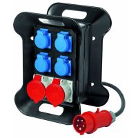 Skirstytuvas 11kW 4xSCHUKO 16A 230V + 2xCEE 5P 16A su prijung. kabeliu 1.6m H07RN 5x2.5mm2 juodas PSVCEE11 - PROTEC