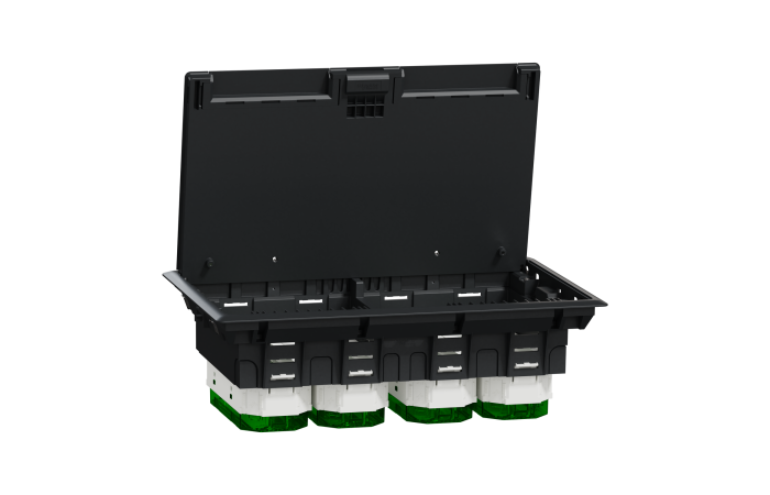 Dėžutė grindinė su dangčiu 12 vietų IP24 plastikinė 70x224x345mm Unica - SCHNEIDER ELECTRIC