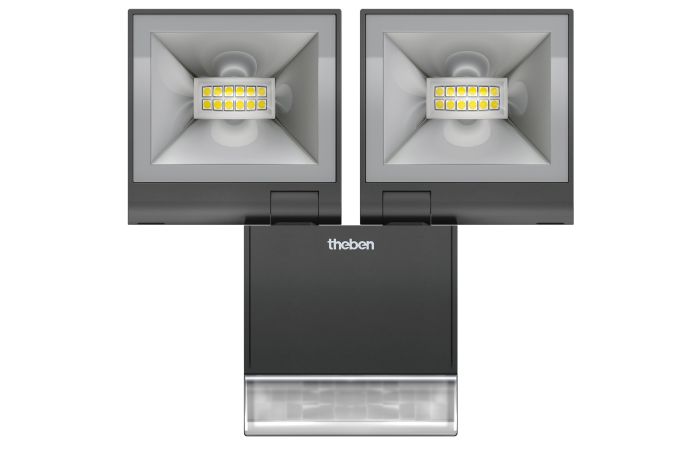 Prožektorius LED 20W IP55 3000K 1680lm juodas su judesio jutikliu THELEDA S20WBK - THEBEN