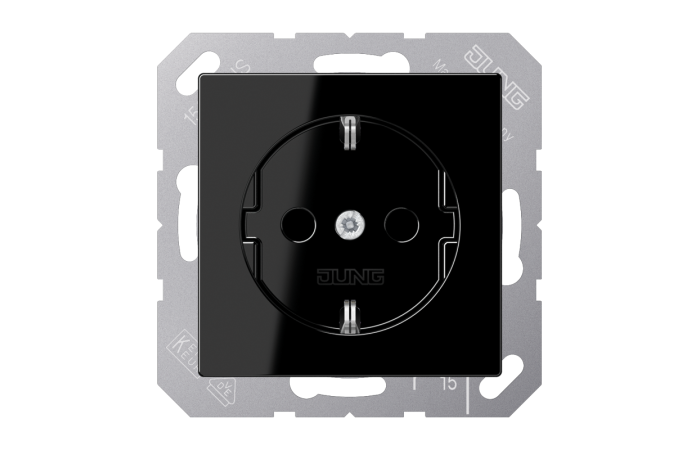 Lizdas p/t SCHUKO su apsauga nuo vaikų juodas 16A 250V A - JUNG
