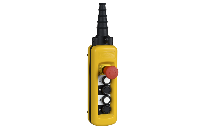 Postas valdymo 4 mygtukų + STOP 4x(2no+1nc)+1nc nešiojamas IP65 geltonos spalvos XACA Harmony - SCHNEIDER ELECTRIC