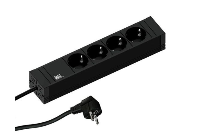 Lizdų blokas v/t SCHUKO 4x230V H05VVF-F 3x1.5mm2 2m, juodas Connect line 420.0017 - BACHMANN