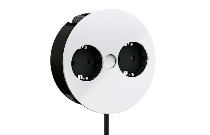 Lizdų blokas į stalą SCHUKO 2x230V matinės baltos spalvos TWIST - BACHMANN