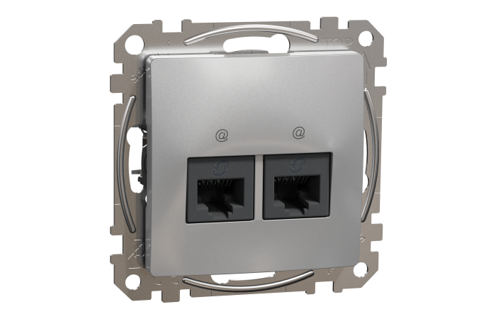 Lizdas p/t kompiuterinis IP20 2x8 be rėmelio aliuminio spalvos RJ45 Kat.6 UTP SEDNA DESIGN - SCHNEIDER ELECTRIC