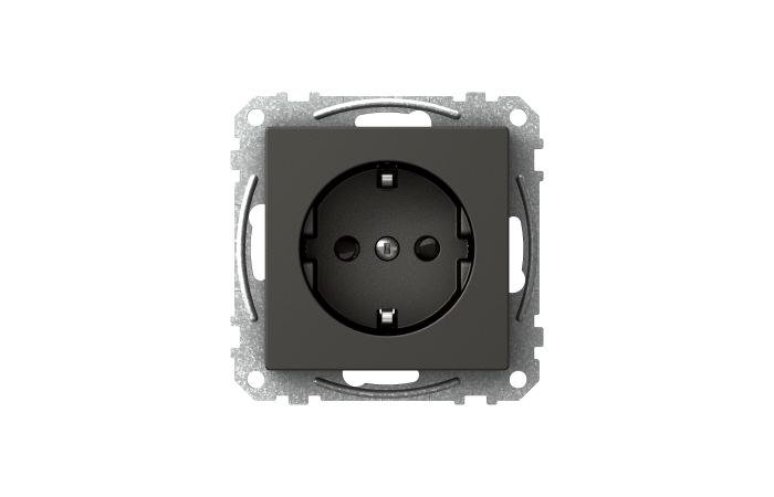 Lizdas p/t SCHUKO IP20 be rėmelio su apsauga nuo vaikų užspaudžiami kontaktai antracito spalvos Exxact - SCHNEIDER ELECTRIC