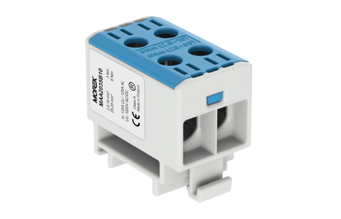 Gnybtas 35mm2 Cu/Al mėlynas 4 prijungimai OTL35-2 - MOREK