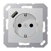 Lizdas p/t SCHUKO su USB A 2A/3A aliuminio spalvos A - JUNG