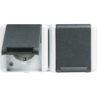 Lizdas v/t dvigubas IP44 pilkas horizontalus 16A 250V - JUNG