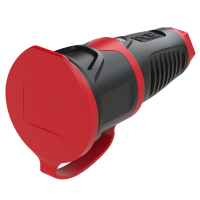 Lizdas SCHUKO a/k guminis su dangteliu 16A/250V juodas/raudonas IP54 TAURUS2 - PCE
