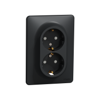 Lizdas p/t dvigubas IP20 su įžeminimu su apsauga nuo vaikų užspaudžiami kontaktai antracito spalvos 16A 250V SEDNA DESIGN - SCHNEIDER ELECTRIC