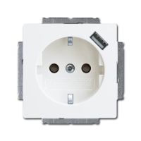 Lizdas p/t SCHUKO baltas su USB pakrovėju 16A 250V 20 EU CBUSB-94-507 BASIC 55 - ABB
