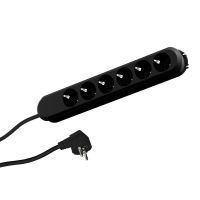 Ilgiklis 1.5m 6 lizdų su įžeminimu juodas su jungikliu H05VV-F 3x1.5 SMART - BACHMANN