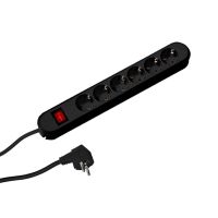 Ilgiklis 5m 6 lizdų su įžeminimu juodas su jungikliu H05VV-F 3x1.5, SMART - BACHMANN