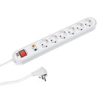 Ilgiklis 1.5m 6 lizdų su įžeminimu baltas su jungikliu ir apsauga nuo viršįtampio H05VV-F 3x1.5 SMART - BACHMANN