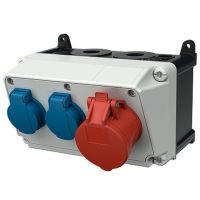 Skydelis su lizdais SCHUKO 2x16A 230V + CEE 5P 16A 400V IP44 AMAXX - MENNEKES