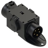 Šakotuvas v/t su lizdais 2xSCHUKO 16A 250V, CEE 5P 16A 400V + kištukas CEE 5P 16A 400V IP44 juodas - PCE